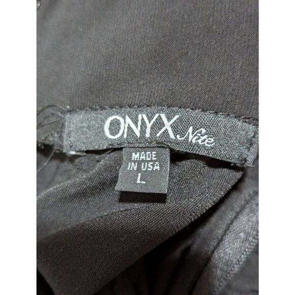 Onyx Nite Women's Black Solid Knit Satin Tie Belt Full Dress Pants Large - Picture 3 of 6